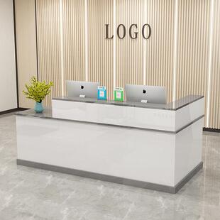 前台接待台现代简约烤漆收银台商用吧台服装店美容店小型转角柜台