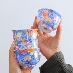 个人专用 中国风珐琅彩万花茶杯主人杯单杯陶瓷品茗杯功夫茶装
