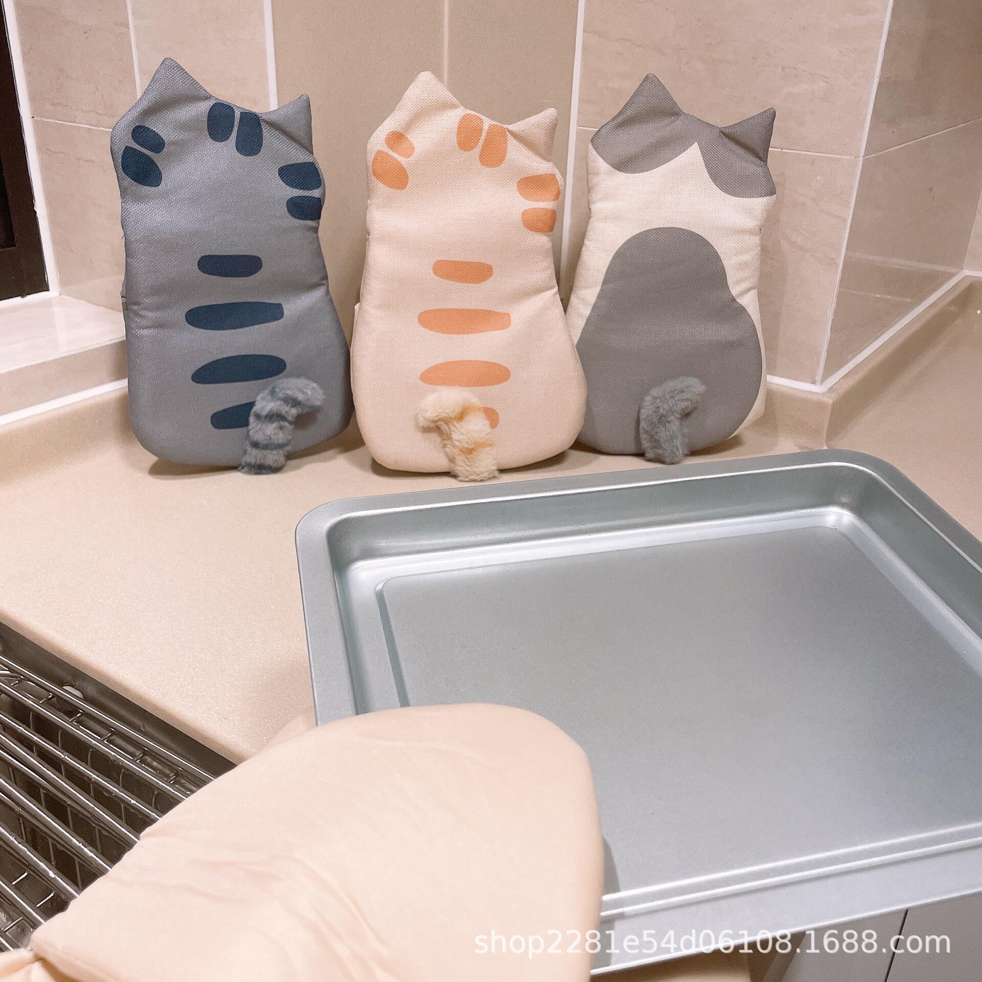 卡通猫咪烤箱手套 蒸箱隔热加厚手套微波炉手套