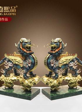 全铜霸王貔貅摆件公母一对貔貅皮丘貔犰家用客厅开业礼物铜工艺品