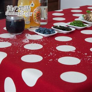 甜美全棉防泼水布艺印花餐桌布茶几布方桌圆桌布大水玉 缝物语日式