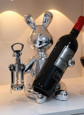 兔子红酒架装饰品客厅轻奢餐柜酒托 托酒柜高档摆件乔迁新居礼品