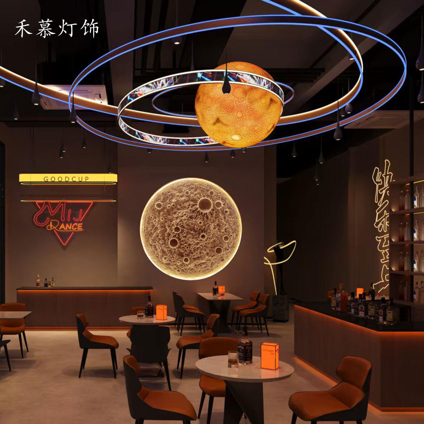 3D浮雕玻璃钢壁灯月球灯月亮灯网红氛围灯高级感背景墙商用壁挂灯