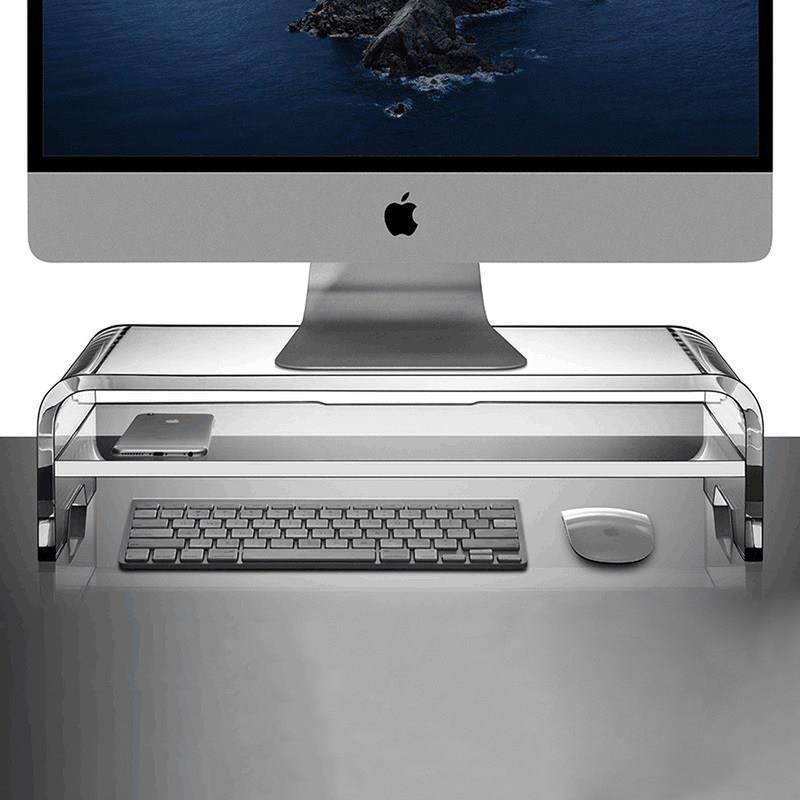 电脑增高架显示器工位台式曲面屏幕笔记本亚克力支架双层桌面定制