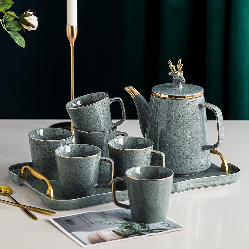 2026新款景德镇北欧喝水杯子茶具套组家用陶瓷轻奢泡茶杯水具茶壶