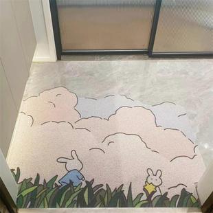 与风与海漫画风小清新丝圈入户地垫玄关脚垫耐脏门口脚垫可裁剪