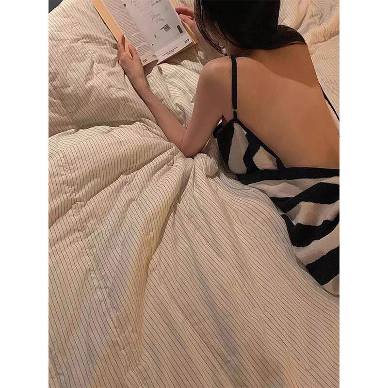 2025春夏季条纹浴巾浴袍睡衣女家用新款穿戴式吊带裹巾浴裙家居服