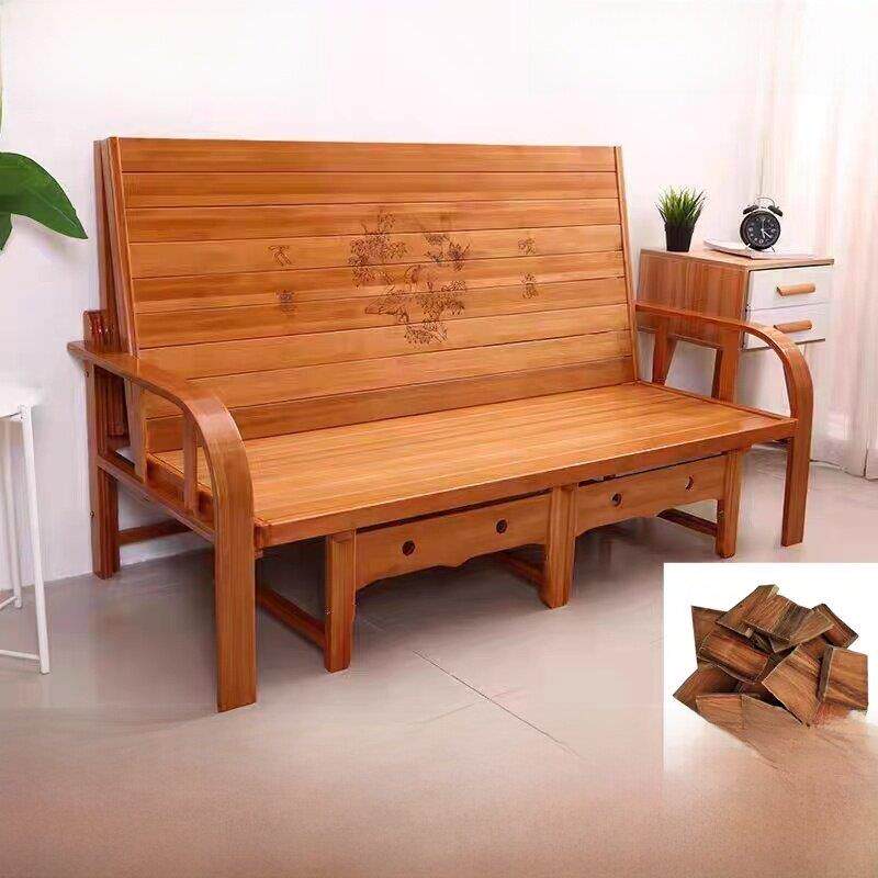 折叠沙发床两用竹床双人床午休床简易实木床竹凉床椅子