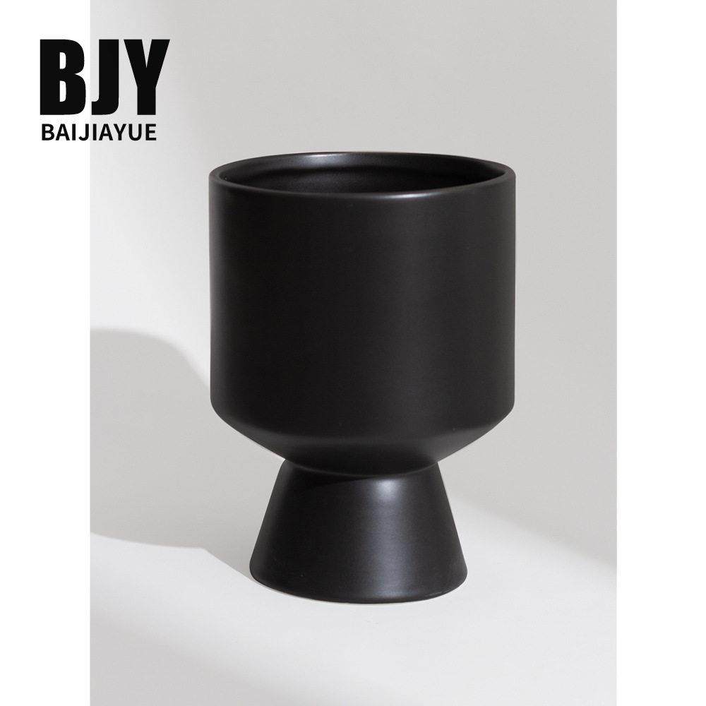 现代几何高脚陶瓷花盆 创意黑白绿植多肉装饰盆栽家居台面容器,鲜花速递/花卉仿真/绿植园艺,花盆,淘宝优惠券,粉丝福利购,淘宝优惠卷