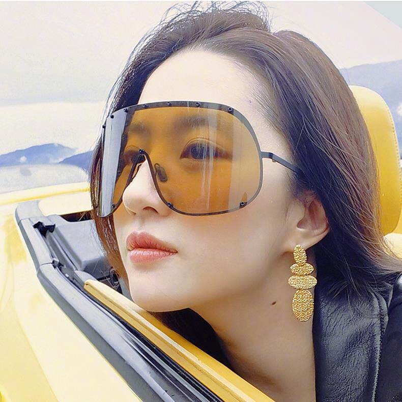 刘亦菲同款大框茶色防UV太阳眼镜 简约风格遮阳防风女士墨镜