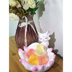 可爱的九尾狐储存托盘桌面门廊装饰品书桌显示卡通动画表宠物生日