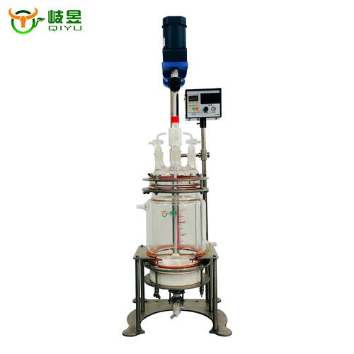 岐昱固相反晶应器厂直家销四氟砂芯结解裂QYGF-1L双层玻璃固相合