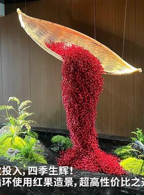 仿真红船相思现代艺术豆橱仿真红果窗展厅造景豆商酒场店悬挂吊饰