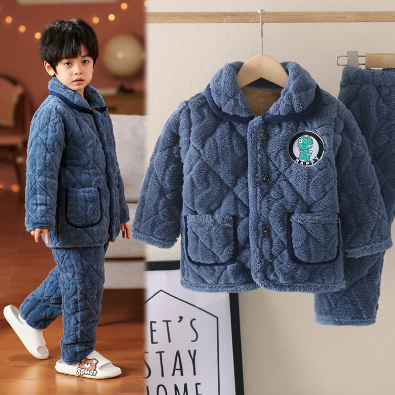 中小童男童睡衣冬款保暖家居服套装加绒加厚三层夹棉女童儿童棉袄,童装/婴儿装/亲子装,家居服套装,淘宝优惠券,粉丝福利购,淘宝优惠卷