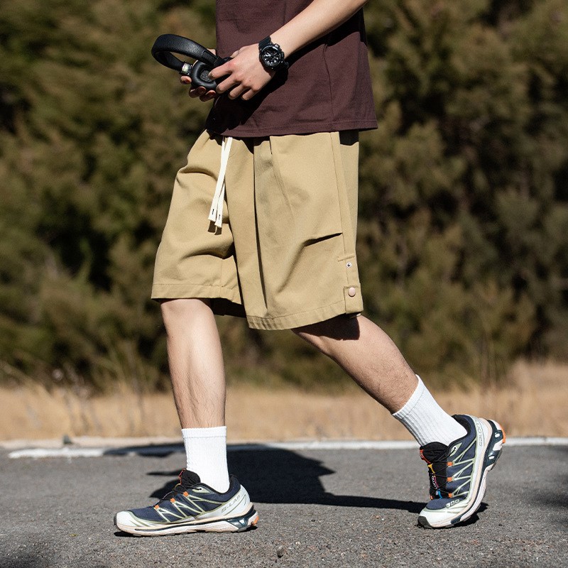 二更宽松运动工装短裤男士夏季新款大码透气薄款户外百搭直筒裤子