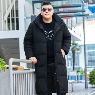 高个子胖子胖哥哥大尺码男装长版羽绒服加肥加大300斤男装大衣外