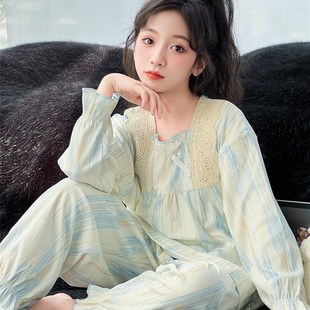 儿童德绒睡衣春秋新款女童长袖长裤家居服套装女孩宽松休闲两件套