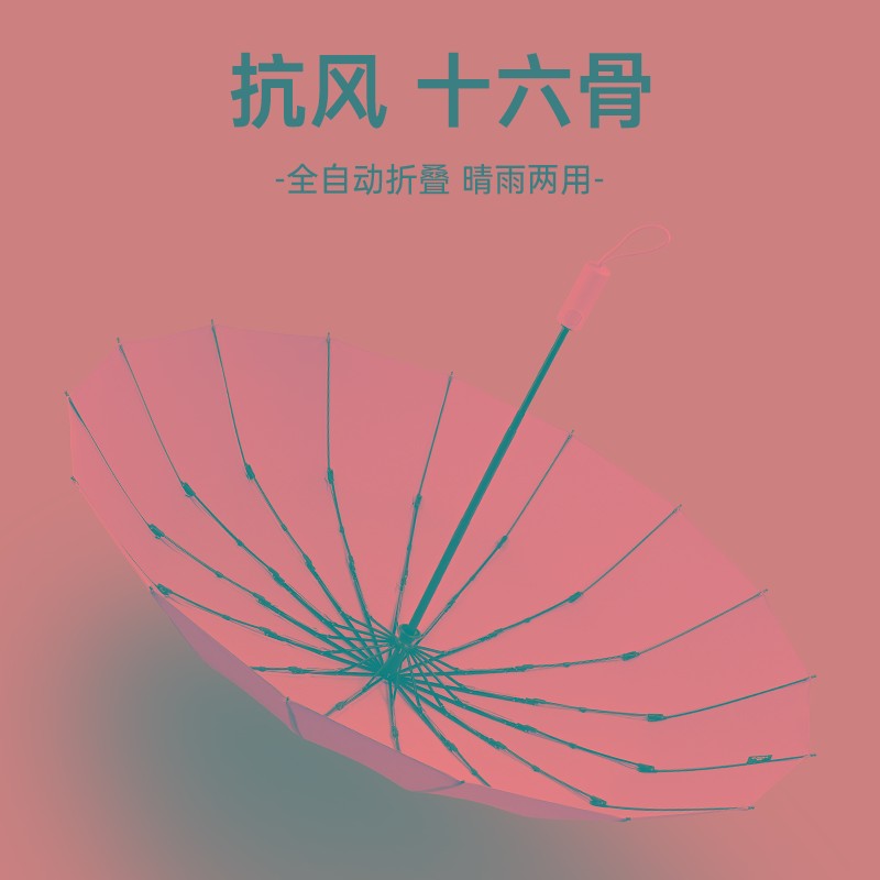 左都全自动雨伞女晴雨两用简约x超大号男士双人16骨抗风暴雨折叠