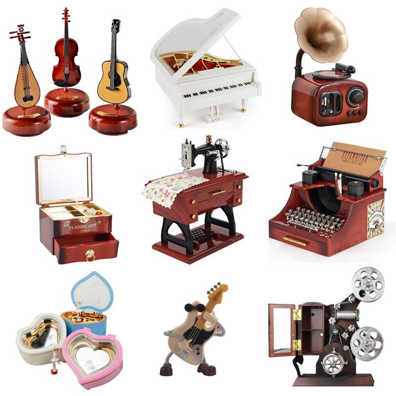 钢琴留声机打字机缝纫o机音乐盒创意模型摆件怀旧道具家居装饰礼