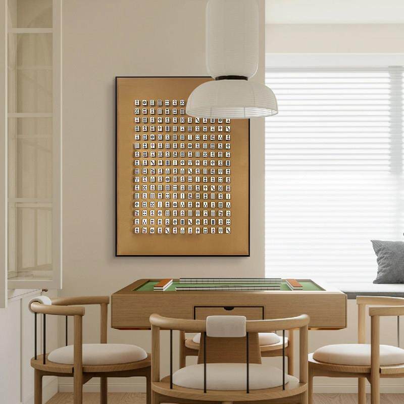 麻将馆装饰画棋牌室布置高档室内娱乐包间氛围新中式茶室背景挂画