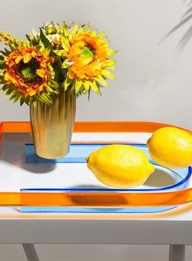 北欧托盘亚克力水杯子茶q具香薰收纳茶几浴室卫生间洗手台洗漱置