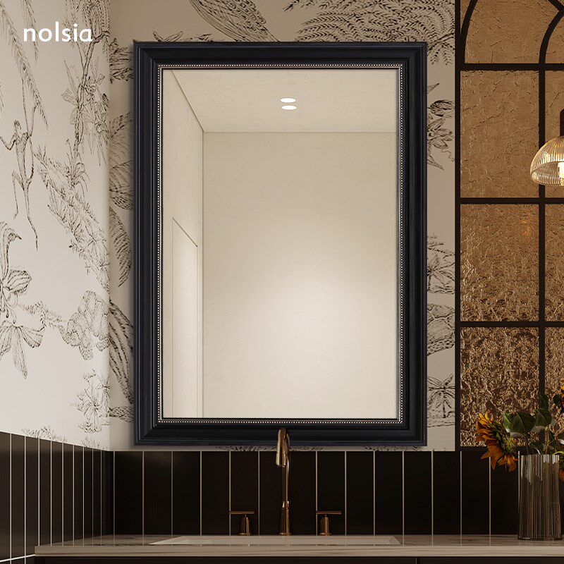 法式复古装饰化妆镜挂墙式浴室镜子卫生L间欧式洗手台卫浴镜壁挂