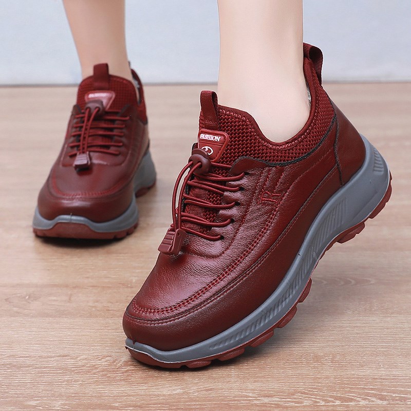 冬季加厚棉鞋女中k老年加绒保暖妈妈鞋防水雪地靴户外防滑运动棉