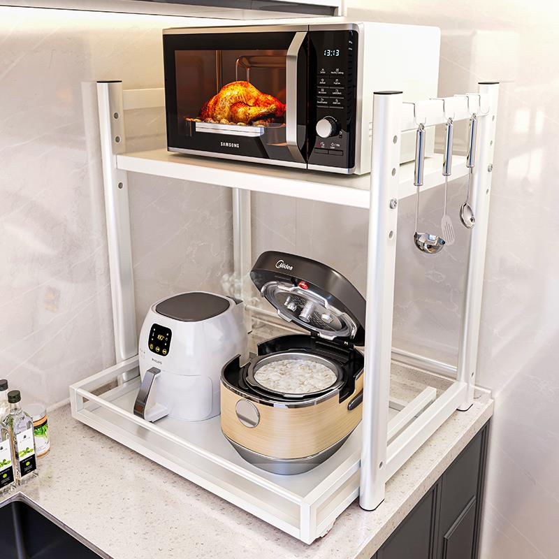 电饭煲置物架厨房台面多功能家用A可抽拉微波炉烤箱空气炸锅收纳