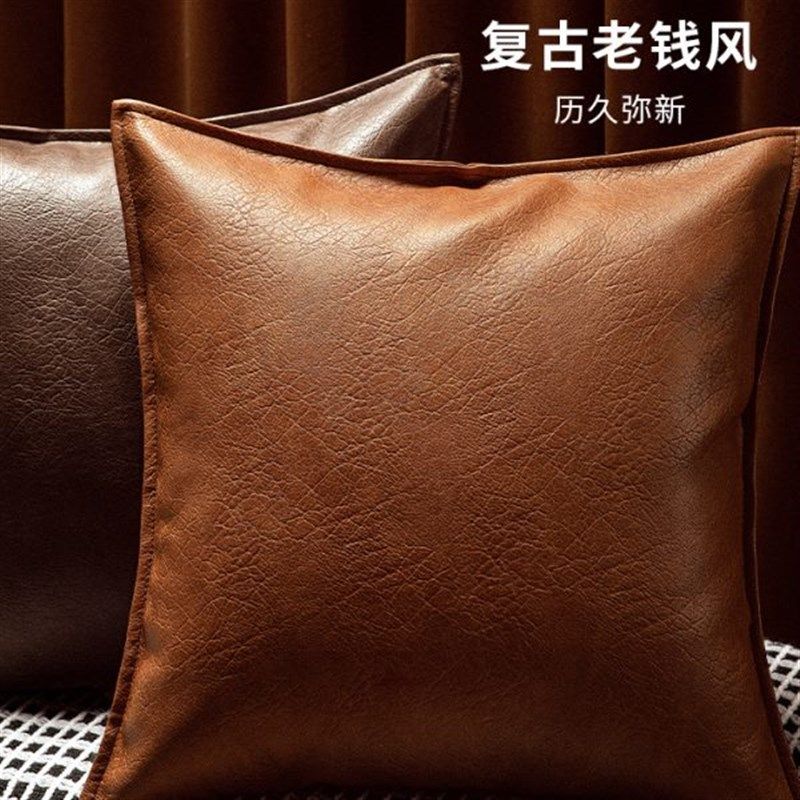 简约感客厅沙发抱枕r靠枕轻奢公室护腰靠背垫皮抱枕可定