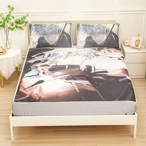 咒术回战二次元宅男夏季冰丝席三件套学生单人宿舍可水洗席子枕套