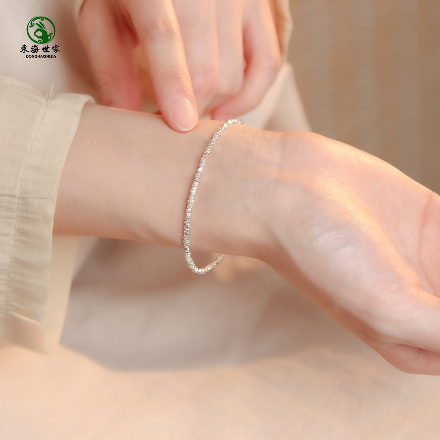 碎银手链女925银碎银子项链坠散珠子小众设计银手镯碎银几两手串,饰品/流行首饰/时尚饰品新,银饰手链,淘宝优惠券,粉丝福利购,淘宝优惠卷