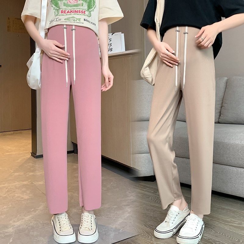 孕妇裤子夏季外穿2024新款冰丝九分裤无托腹抽绳哈伦裤阔腿萝卜裤,孕妇装/孕产妇用品/营养,孕妇打底裤,淘宝优惠券,粉丝福利购,淘宝优惠卷