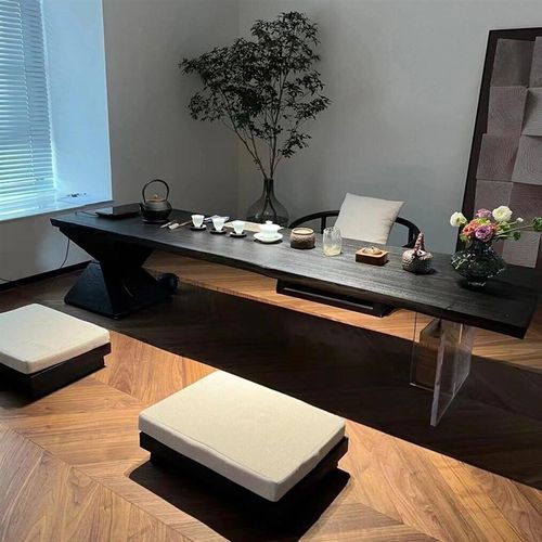 新中式实木茶桌椅组合禅意亚克力客厅茶台茶室庭院办公接待泡茶桌