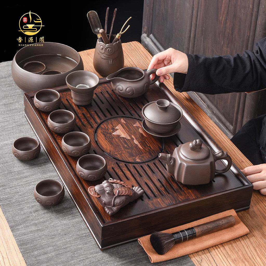 紫砂功夫茶具套组家用高端中式手工紫砂泡茶壶茶杯茶盘整套礼盒装
