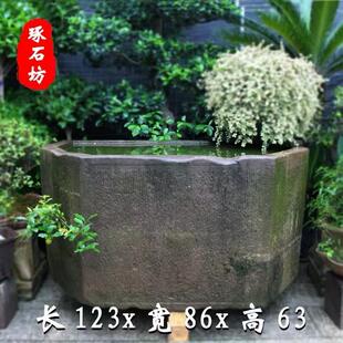 琢石坊民间老旧石缸门海庭院养鱼石槽鱼缸中式石雕花盆老石器水缸