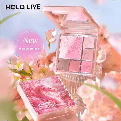 HOLD LIVE粉雾梦境腮红眼影盘高光一体盘灰粉色哑光珠光日常淡妆
