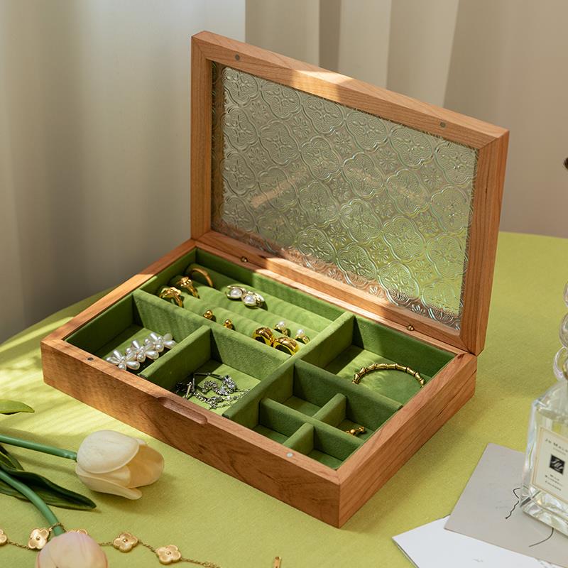 实木质首饰盒收纳盒覆古精致生日礼物新婚项炼戒指耳环耳针饰品盒