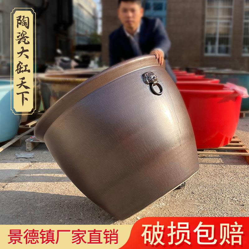景德镇水缸陶瓷大缸彷古老式门海荷花养鱼缸室外庭院摆件古法水缸