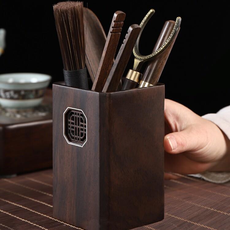 融匠 茶道六君子套装功夫茶具配件大全黑檀木茶夹刀零配茶艺6君子