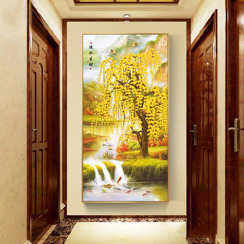 现代简约进门麋鹿玄关装饰画客厅走廊过道挂画竖版壁画招财风水画