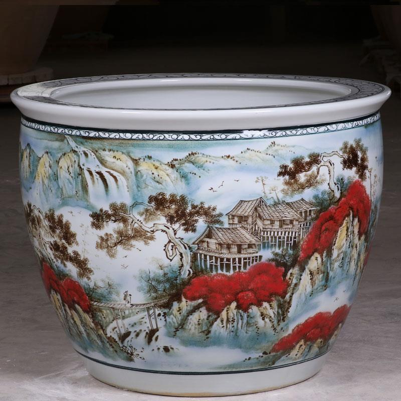 景德镇陶瓷鱼缸1米特大水缸瓷缸睡莲盆大荷花缸碗莲缸锦鲤庭院缸