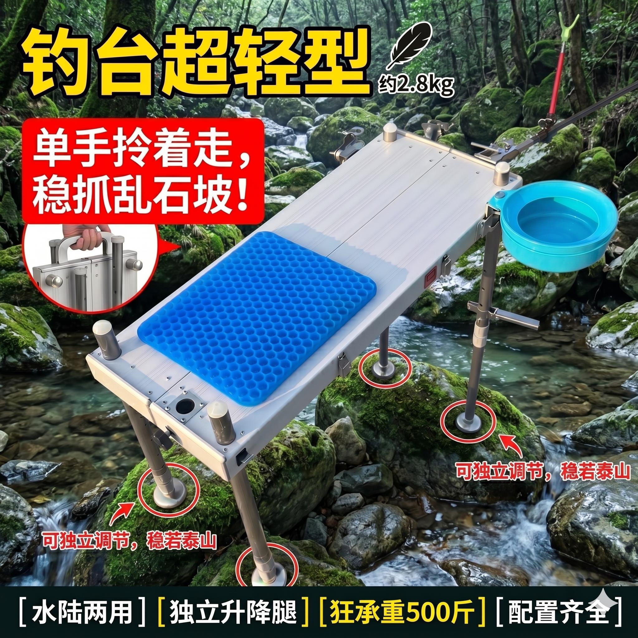 钓台超轻型2026新款折叠迷你可携式加厚多功能铝合金钓椅小钓鱼台