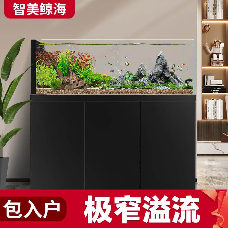 极窄溪流缸鱼缸侧溢流超白底滤客厅大中型原生缸南美缸兰寿缸三湖