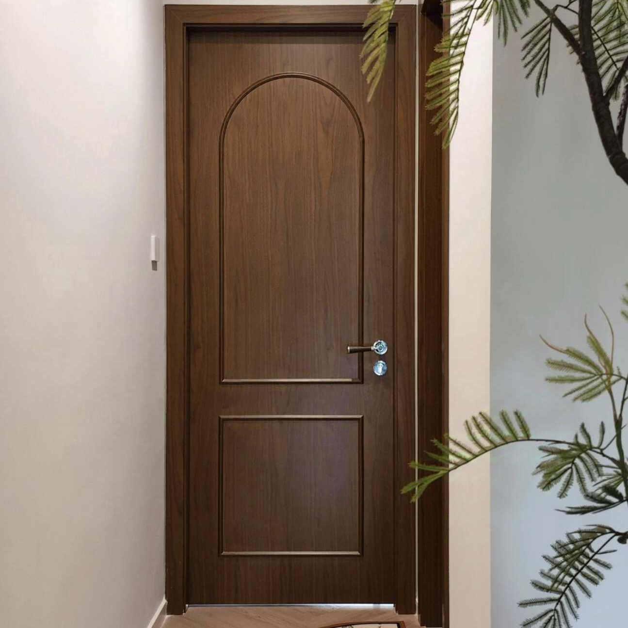 定制复古法式网红中古风房间门烤漆门胡桃木色实木门卧室门定制