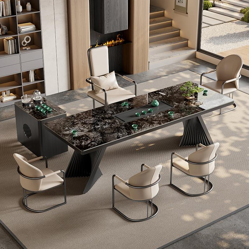 茶桌2024新款高端岩板茶桌椅组合轻奢现代简约办公室家用功夫茶台