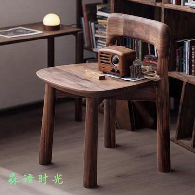 北美黑胡桃木实木小椅子小板凳儿童椅靠背换鞋凳矮凳家用小孩可爱