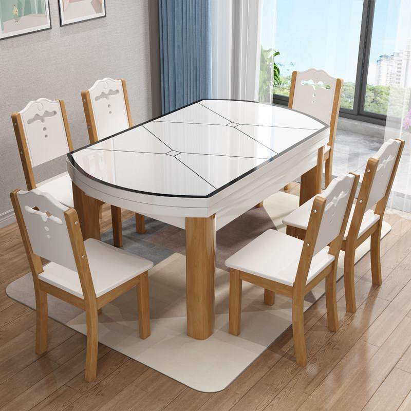 实木餐桌椅组合伸缩折叠钢化玻璃带电磁炉现代简约小户型吃饭桌子,住宅家具,玻璃餐桌,淘宝优惠券,粉丝福利购,淘宝优惠卷