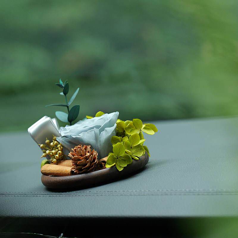 永生玫瑰干燥花束车载香薰汽车内饰中控台装饰品香氛摆件车内扩香