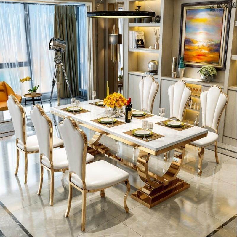 北欧餐桌和椅子组合现代简单的小公寓长方形餐桌家庭餐厅轻豪华大,住宅家具,大理石餐桌,淘宝优惠券,粉丝福利购,淘宝优惠卷
