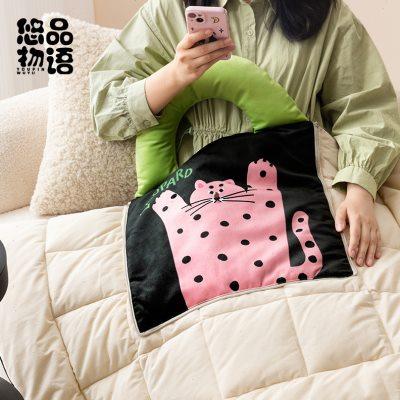 波点豹卡通手提两用抱枕被子二合一折叠毯子车载办公室午睡空调被
